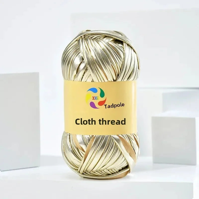 New metal texture cloth line personalized wool DIY woven bag bright leather hand woven material