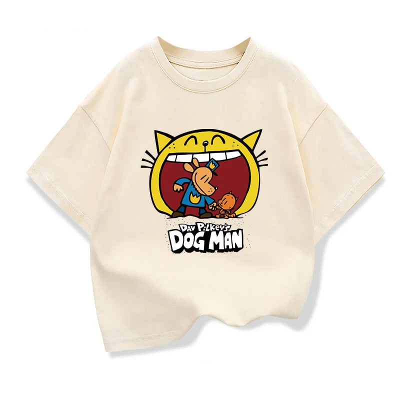 2025 New Kids Clothing Dog Man Funny Anime Graphic T-Shirt Children Summer Cartoon Short Sleeve Tee Boys Girls Fashion Clothes