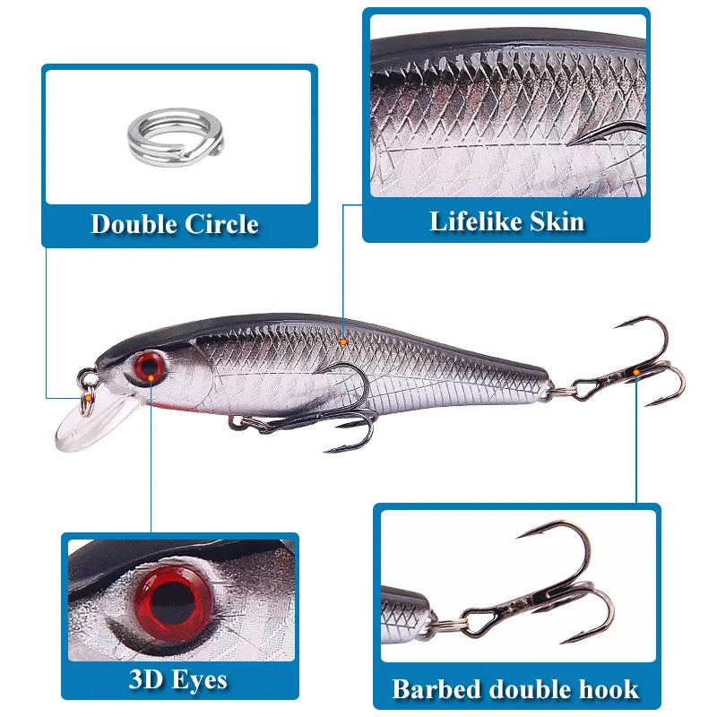 1PCS Japan Hot Model Sinking Minnow Fishing Lures 8.5cm 9.2g Jerkbait Bass Pike Carkbait Wobblers Swimbait Professional Bait
