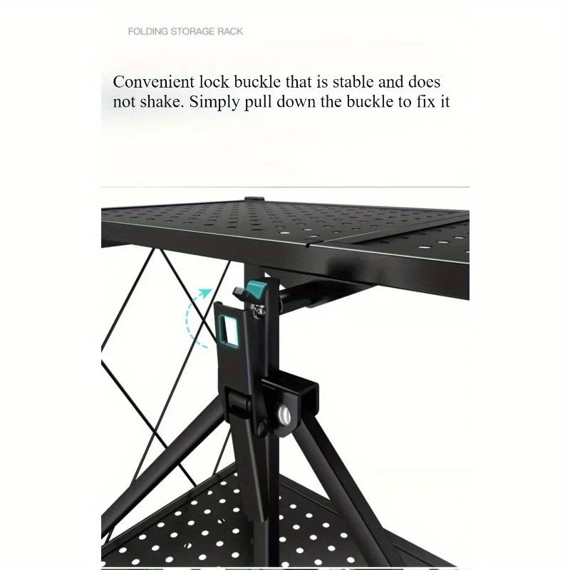 Installation-free folding rack, kitchen floor rack, household multi-layer storage cart, storage rack