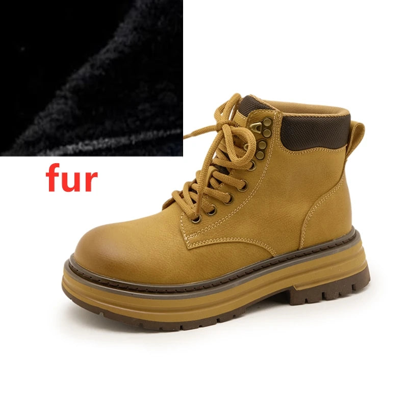 2025 New Women's Ankle Boots and Booties Thick-soled Work and Motorcycle Boots female Plus-Size Autumn and Winter Women Boots