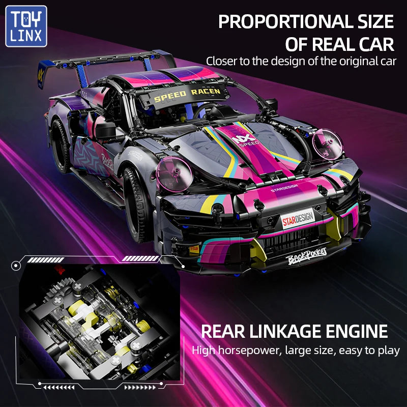 1611 PCS Sport Car Building Block Sets for Adults,1:10 Collectible Model Scale Engineering Toy Gifts for Boys Car no Box