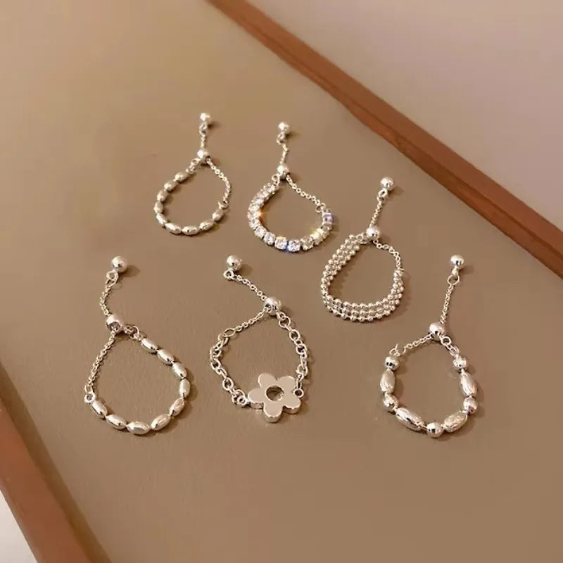 New Flower Multi Layer Long Tassel Chain Rings