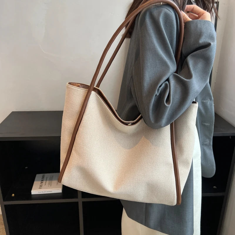 1 Piece of Large-Capacity Tote Bag, Fashionable Bucket Bag for Work and Commuting, Women Can Hold iPad