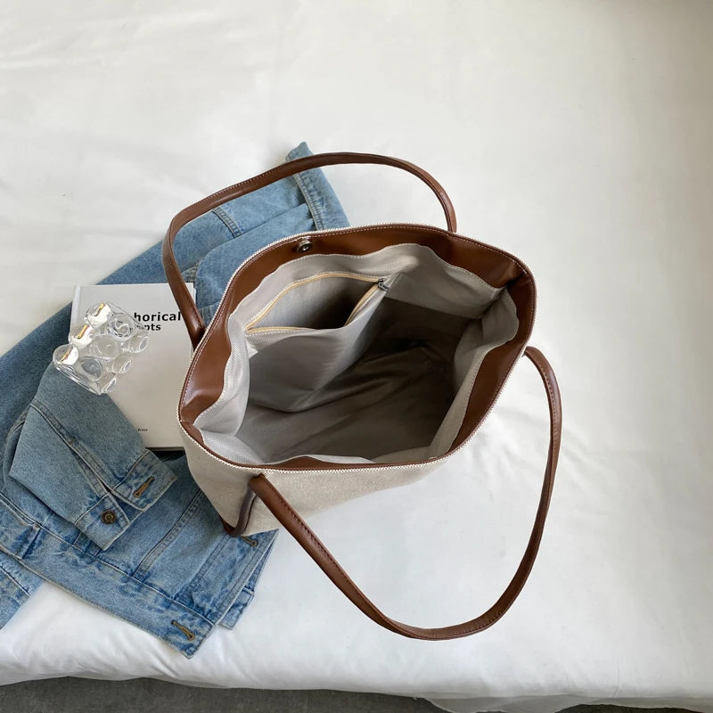 1 Piece of Large-Capacity Tote Bag, Fashionable Bucket Bag for Work and Commuting, Women Can Hold iPad