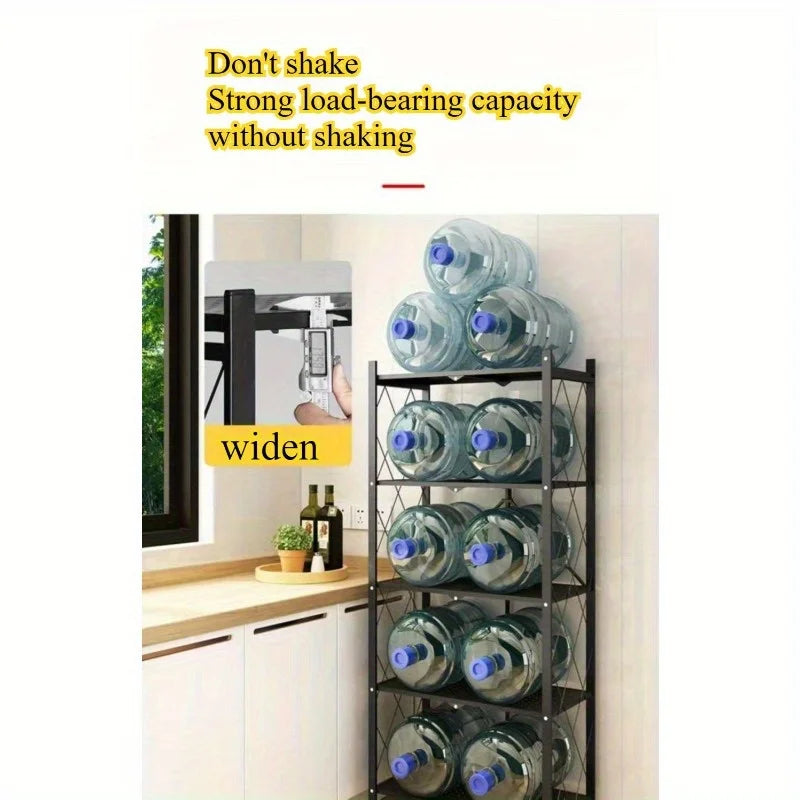 Installation-free folding rack, kitchen floor rack, household multi-layer storage cart, storage rack