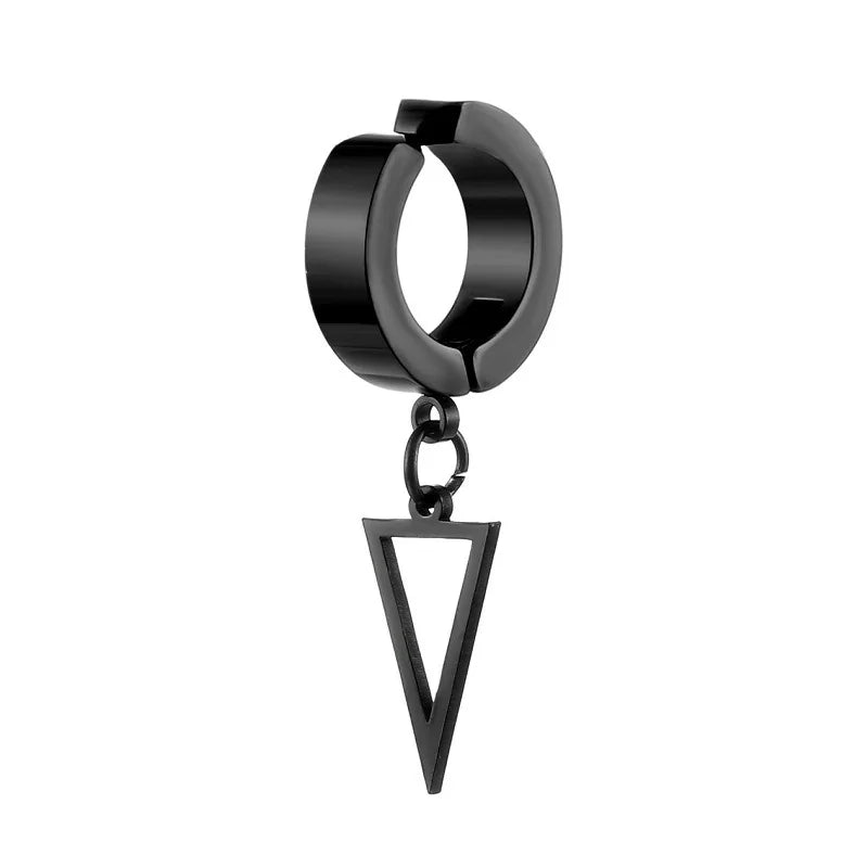 1 Pcs New Clip On Hoop Earrings For Men Women Stainless Steel Fake Non Piercing  Earring Without Ear Holes Black Huggie Hoop