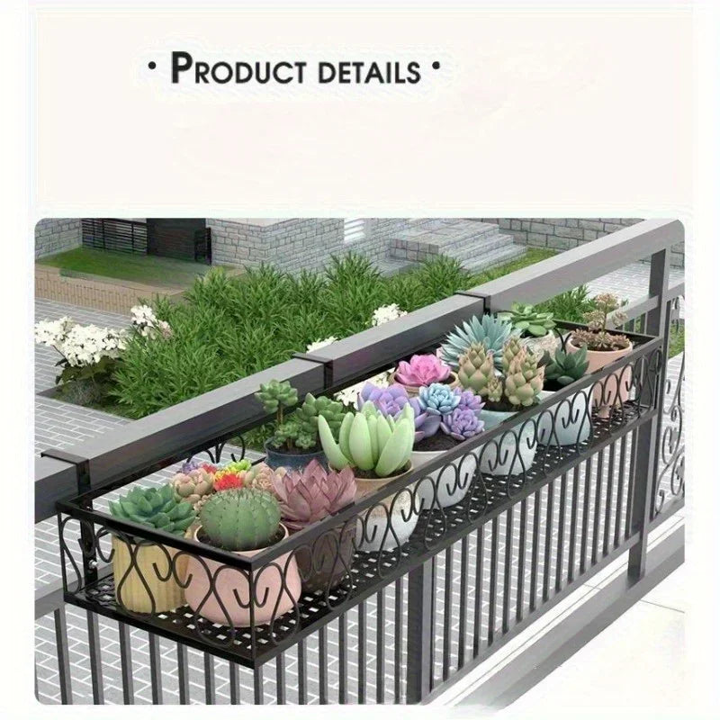 Balcony flower stand hanging wrought iron guardrail flower pot hanger succulent railing flower rack indoor window sill rack