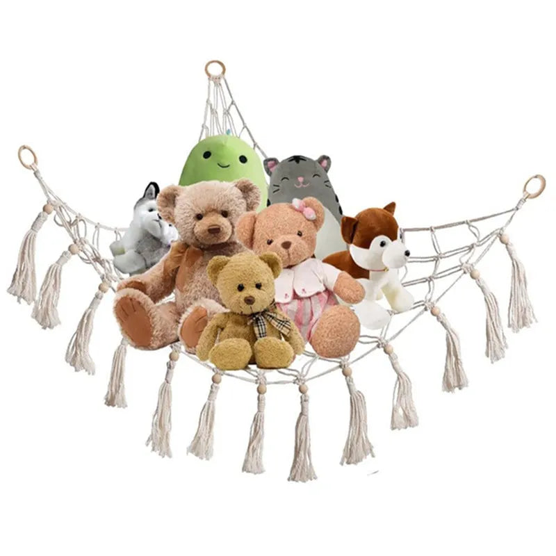 Woven Plush Toy Storage Mesh Triangle Mesh Pocket Corner Mesh Toy Hammock Storage Swing Hammock