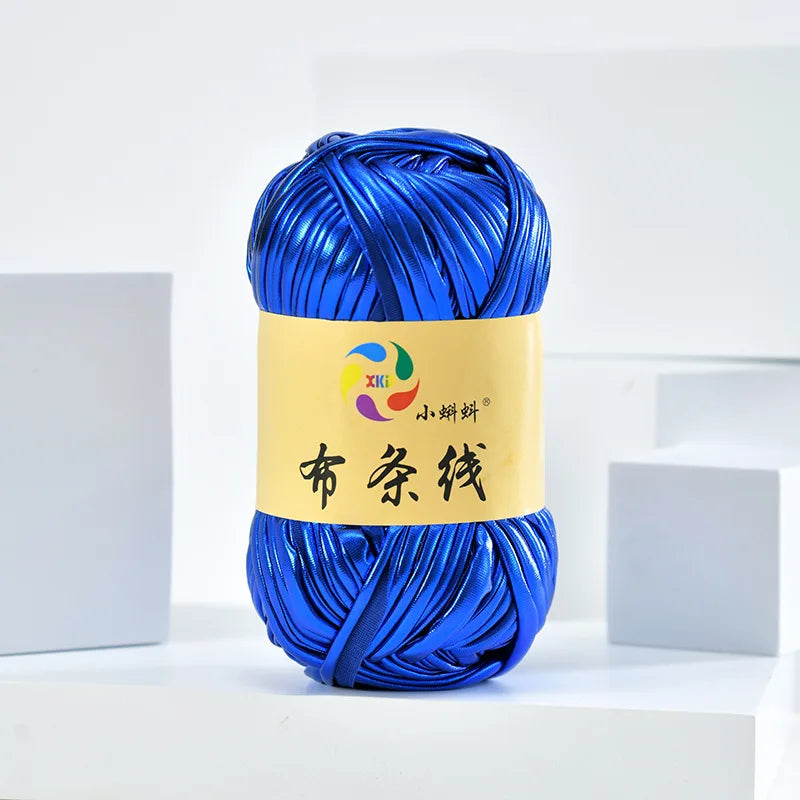 Metal texture cloth line personalized wool DIY woven bag bright leather hand woven material