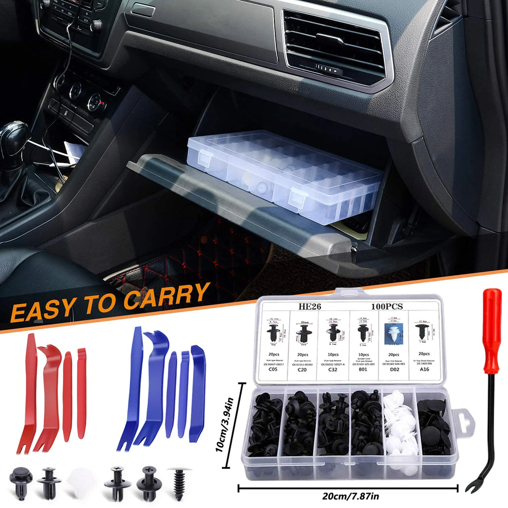 100pcs Auto Fastener Clip Kit