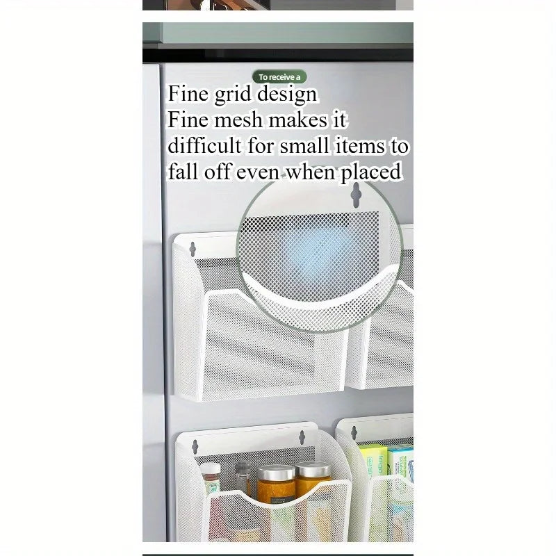 Kitchen, refrigerator rack, no punching, side storage, side magnetic magnetic plastic wrap bag, seasoning box, various artifacts