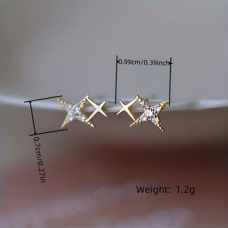 Avenneth New Fashion Stud Earrings For Women Banquet Asymmetry Cross Star Silver Color Earring Jewelry Vintage Accessories Gifts