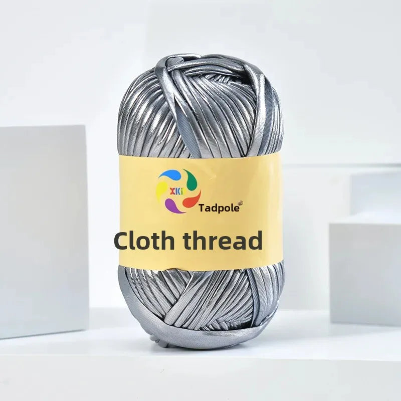 New metal texture cloth line personalized wool DIY woven bag bright leather hand woven material