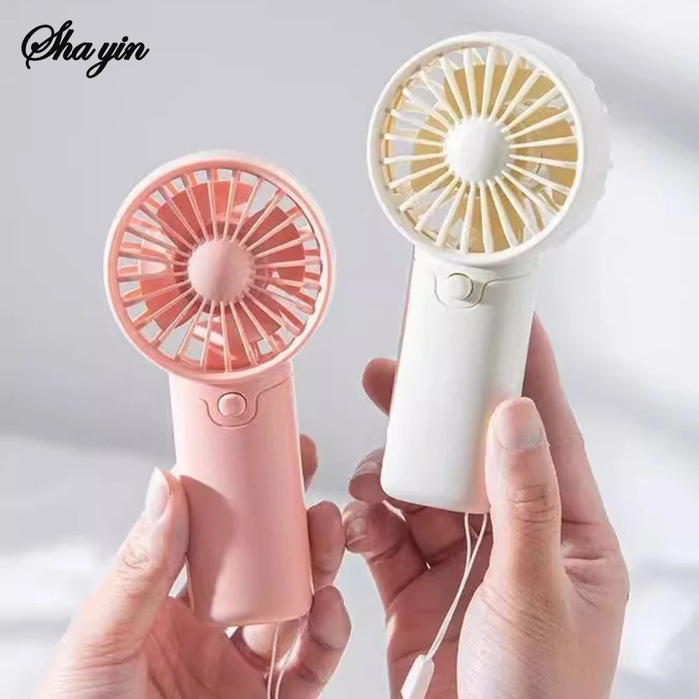1PC Cartoon Mini Office Handheld Small Fan, Battery-Powered Portable High-Power Electric Fan (Battery Not Included)