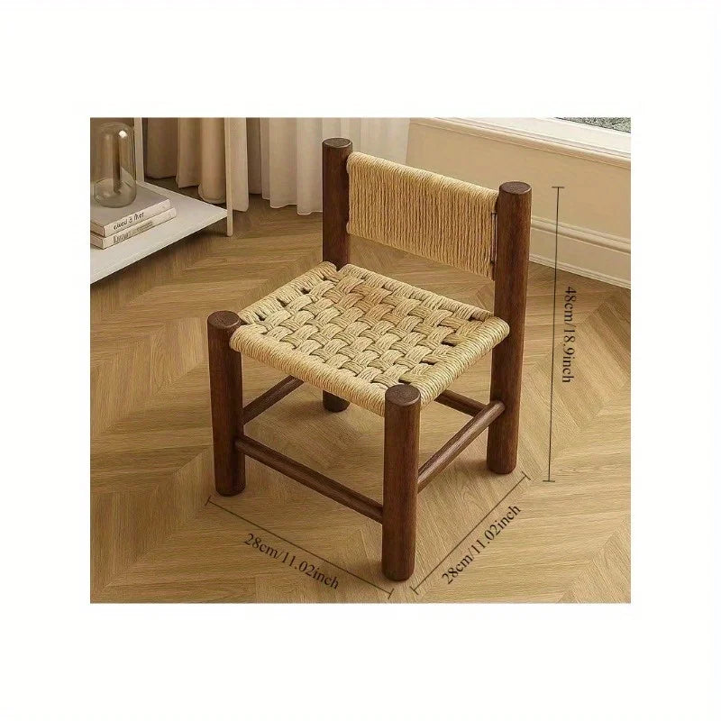 Shoe changing stool, woven stool, medieval rope woven stool, ins style Nordic solid wood home low stool with
