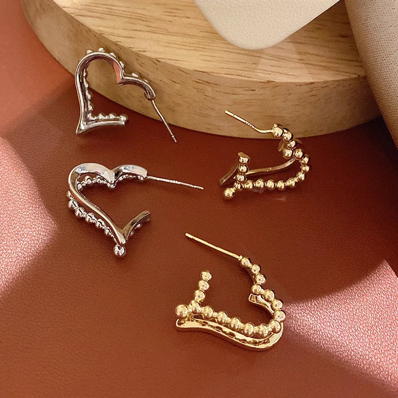 Double Layered Heart Stud Earrings