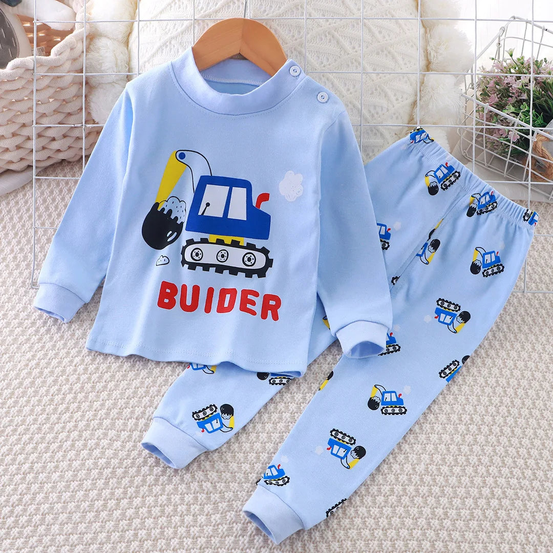 Baby Fall Clothes Cartoon Animal Sleepwear Children Pajamas Sets Unisex Kids Autumn Clothing Durable Soft Warm Comfort