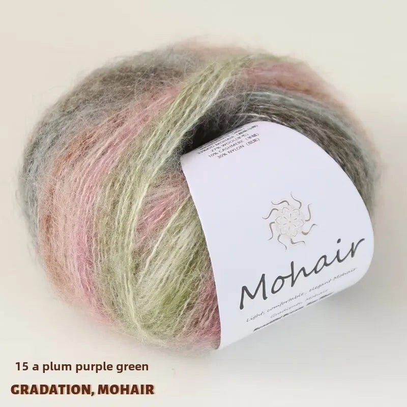 Silk gradual change mohair, hand DIY woven color wool super soft, plush bright silk wool ball