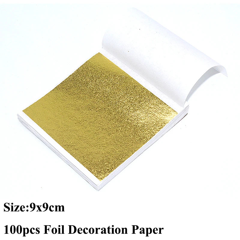 100pcs Imitation Gold Sliver Copper Foil Paper DIY Resin Candle Plaster Craft Leaf Flake Gilding Sheets Art Nail Home Decoration
