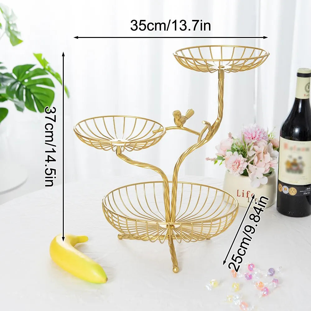 1PC Removable Household Wrought Iron Fruit Basket Fashion Creative Fruit Drain Desktop Storage Basket