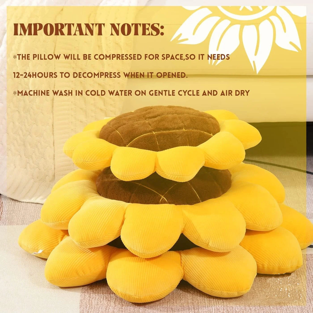 Sunflower Throw Pillow,Flower Shaped Pillows Floor Pillow Seating Cushion,Seating Cushion,Cute Room Decor & Plush Pillow for Bed