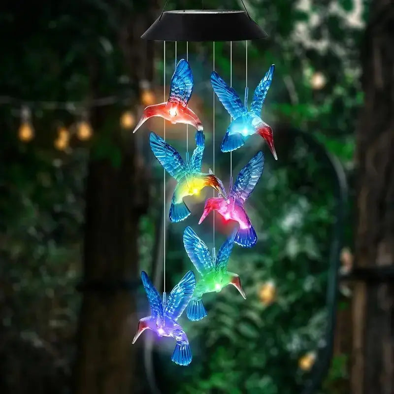 1set Blue Wind Chimes Solar Power Generation for Courtyard and Outdoor Decoration Wind Chimes and Pendants1set Blue Wind Chimes