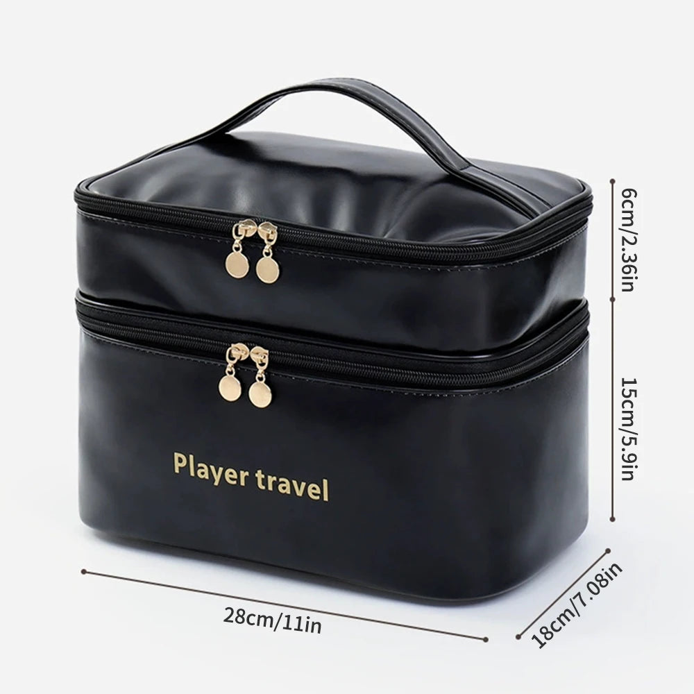 1PC Double-Layer Cosmetic Bag, Light Luxury And Fashionable Skin Care Product Storage Bag, Travel Large-Capacity Toiletry Bag