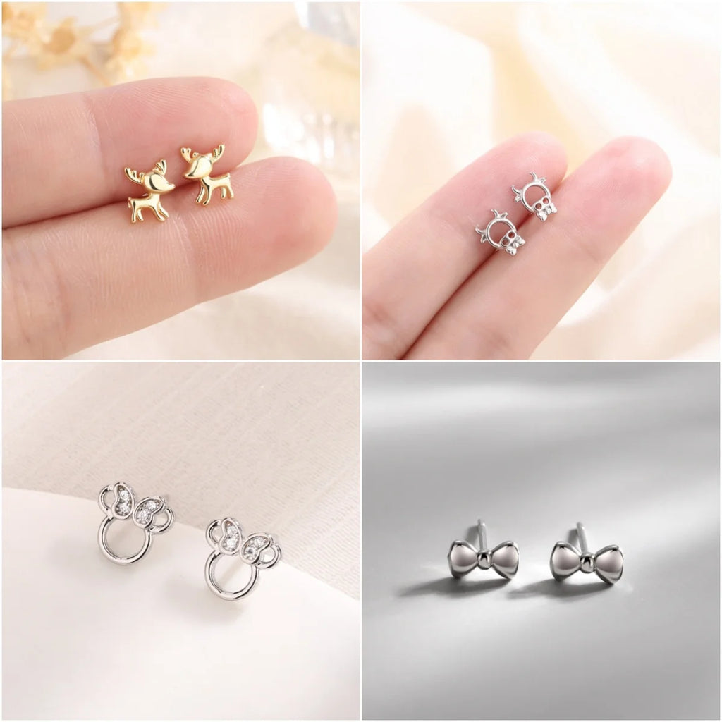 Small Flower Deer Stud Earrings