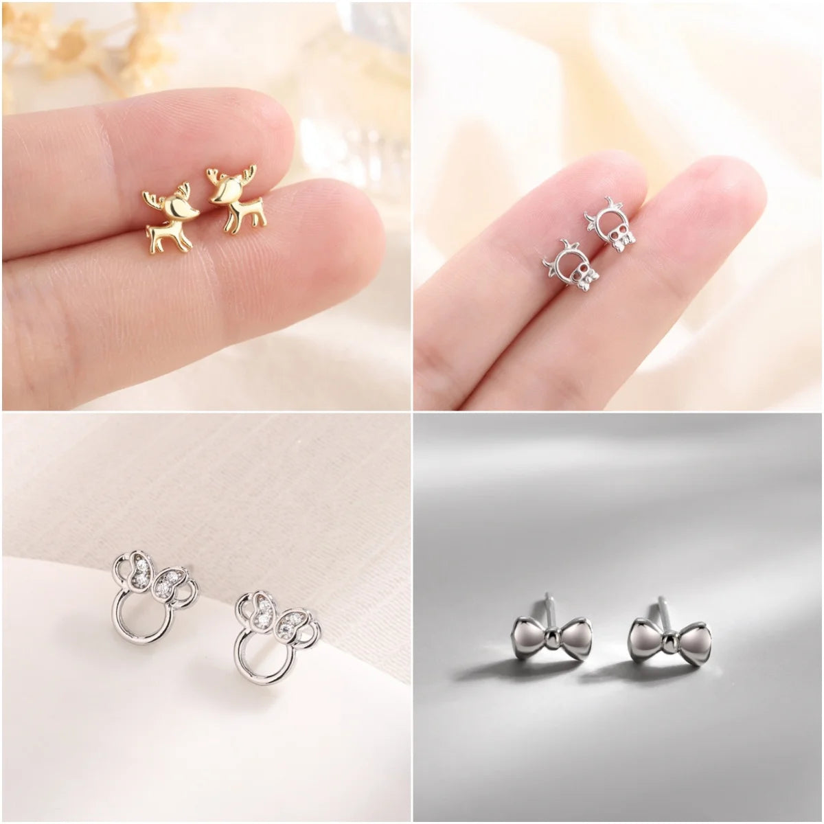 Small Flower Deer Stud Earrings