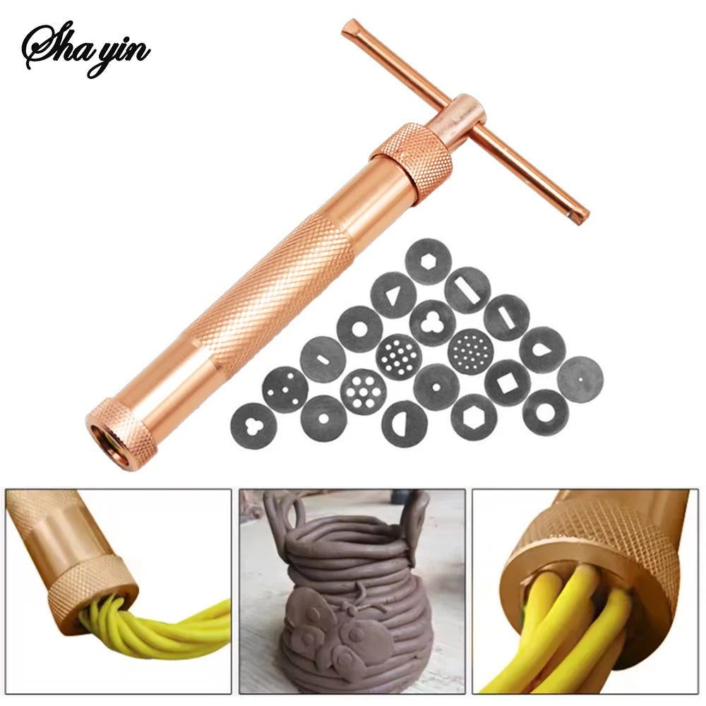 1Set Fancy Pattern Mud Extruder Mold Stainless Steel Clay Mold Ceramic Mold Rose Gold Sugar Paste Extruder Fondant