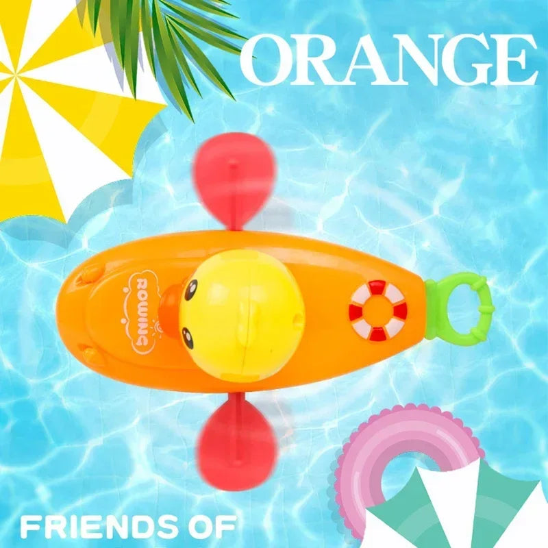 1 pcs Cute Cartoon Duck Bath Toys Classic Water Toy Back Rowing Boat  Baby Bathing Swim Duck Chain Clockwork Toy for Children