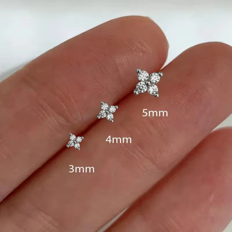 Avenneth Fashion Small Flower Stud Earrings For Women Cartilage Cubic Zirconia Earring Party Jewelry Party Gifts