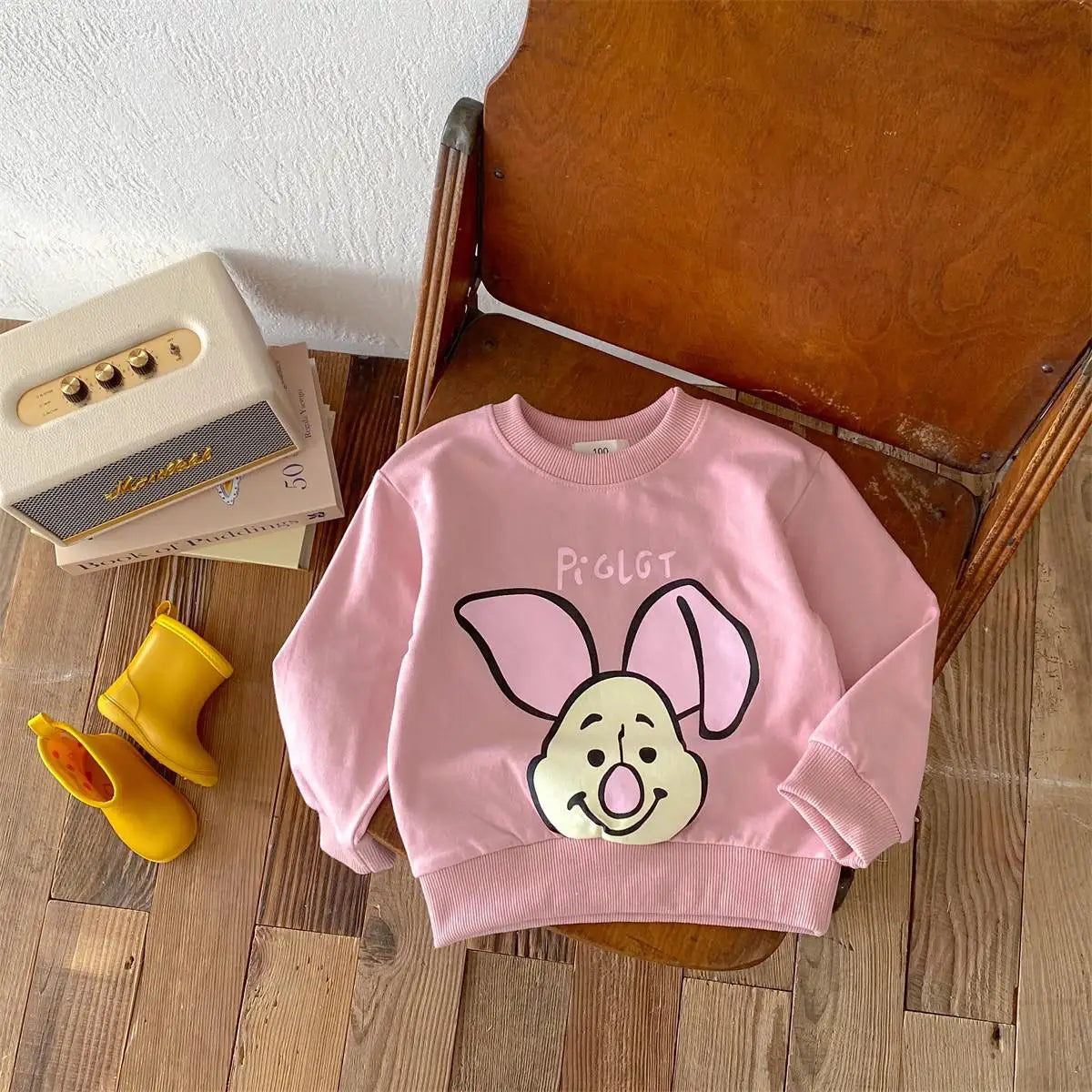 2024 Autumn Disney Cartoon Hoodie Round Collar Long Sleeved Tops Children's Clothes Loose Fashion Baby Boy Girl Sweatshirt 6M-4Y