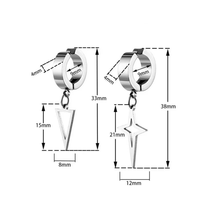 1 Pcs New Clip On Hoop Earrings For Men Women Stainless Steel Fake Non Piercing  Earring Without Ear Holes Black Huggie Hoop