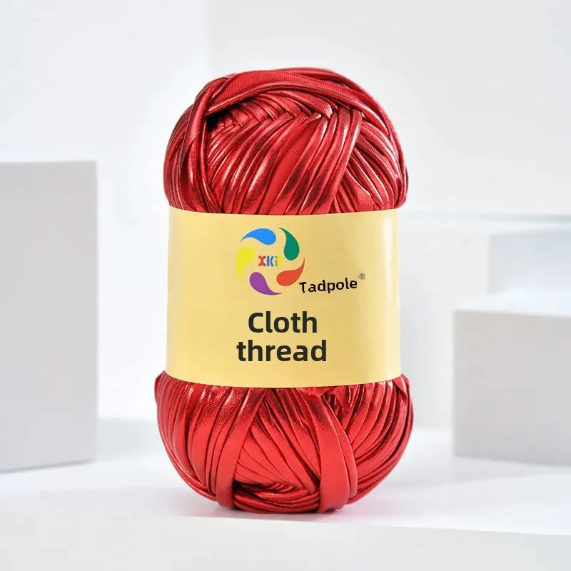 New metal texture cloth line personalized wool DIY woven bag bright leather hand woven material