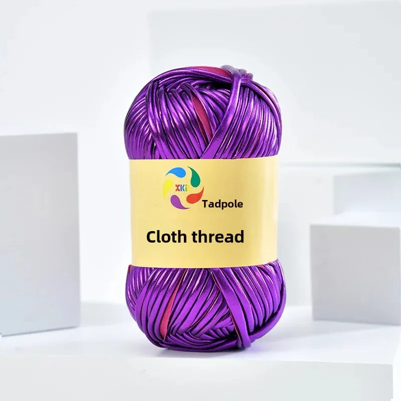 New metal texture cloth line personalized wool DIY woven bag bright leather hand woven material