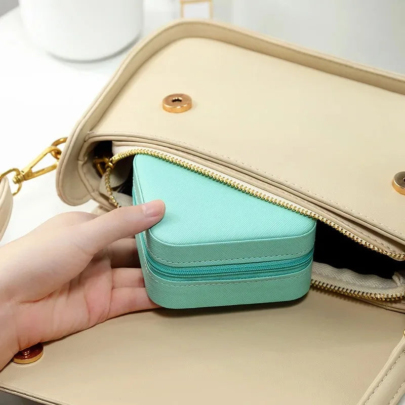 Mini Jewelry Storage Box Portable Home Travel Earrings Necklace Storage Case for Women Ring Organizer PU Leather Display Case