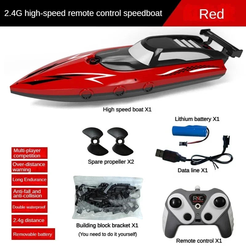 2.4GHz Toy Remote Boat Airship High Speed Boat Kids Water Toys Outdoor Toys Summer Gifts for Kids Waterproof Electric Toy Boat