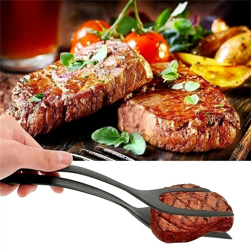 1Egg Spatula with Tongs，Spatula with Flip Tongs，Fried Steak、Non-stick Spatula for Pancakes and Shoulder Blades