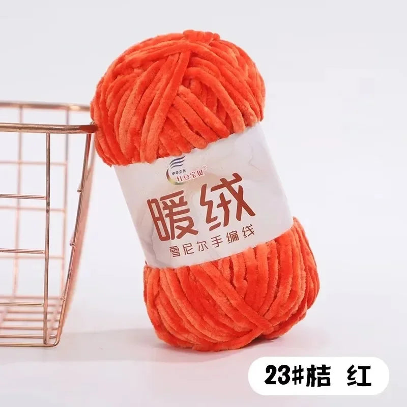 100g Warm fleece coarse chenille golden velvet hand-woven ice strip fleece thread DIY doll bag wool ball