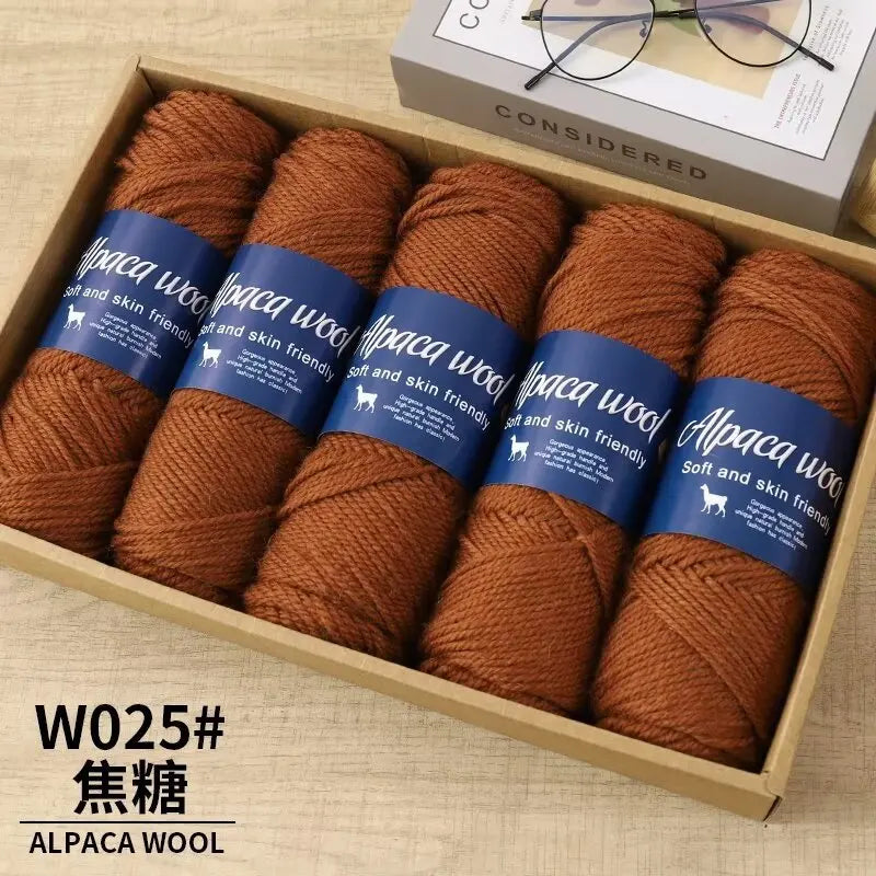 5pcs Camel wool needle thread, comfortable and soft to the touch, hand-woven scarves and other DIY medium and thick wool balls