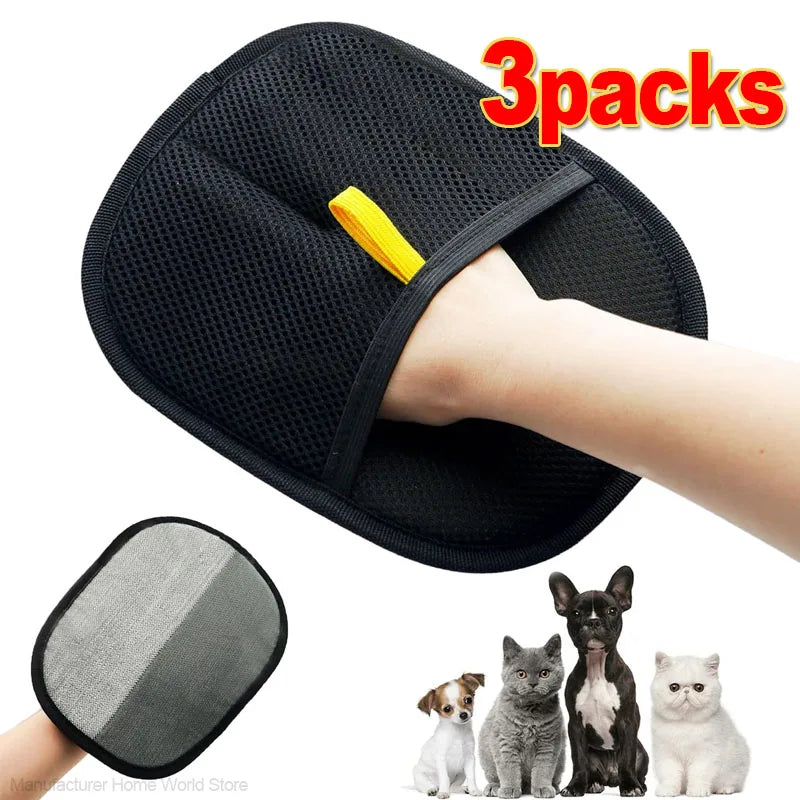 Pet Hair Remover Cat Gloves Double-Sided Fur Gloves Cat Dog Grooming Gloves for Washing Deshedding Cleaning Carpets Sofas