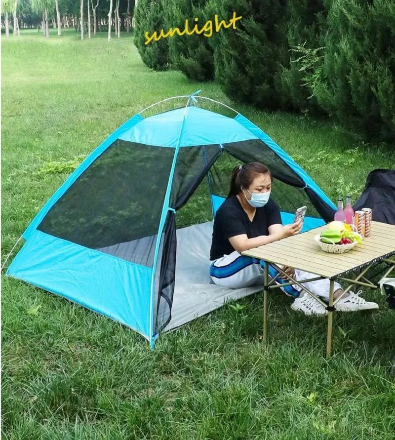 UPF 50+ Instant Pop-up Tent-3-4 People Mosquito Refuge Comes With Silver Paint, Portable Shade for Beach/festival/RV Camping