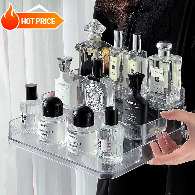 Desktop Perfume Shelf Dresser Cosmetics Storage Box Acrylic Light Luxury ins Transparent Ladder Display Stand