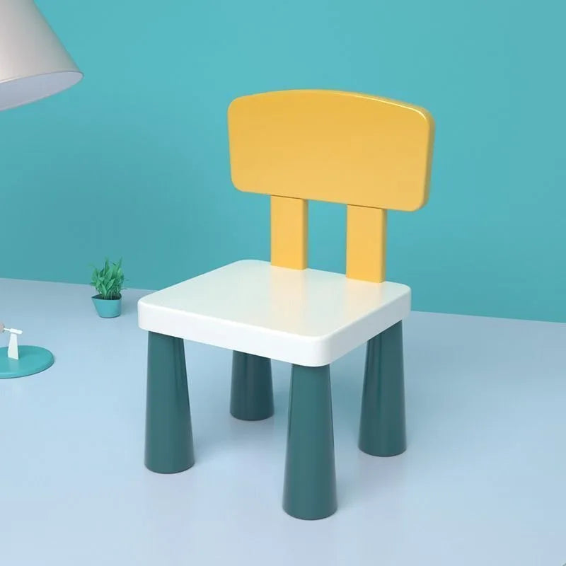 Durable plastic cartoon chair with backrest, lightweight and comfortable study desk and chair, suitable for home, school,