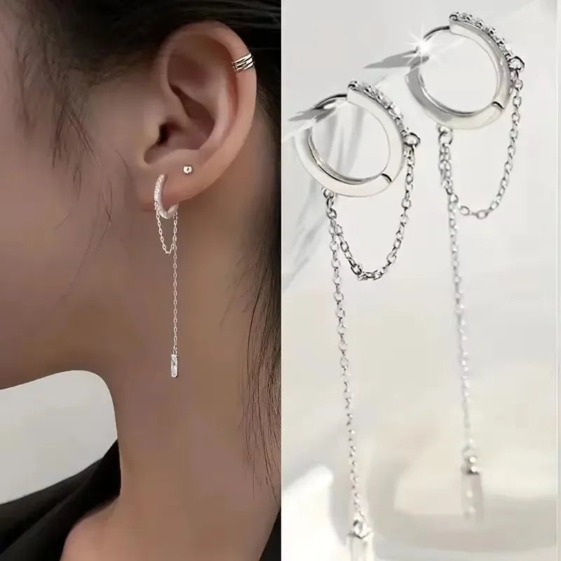 Fashion Tassel Hoop Pendant Earrings