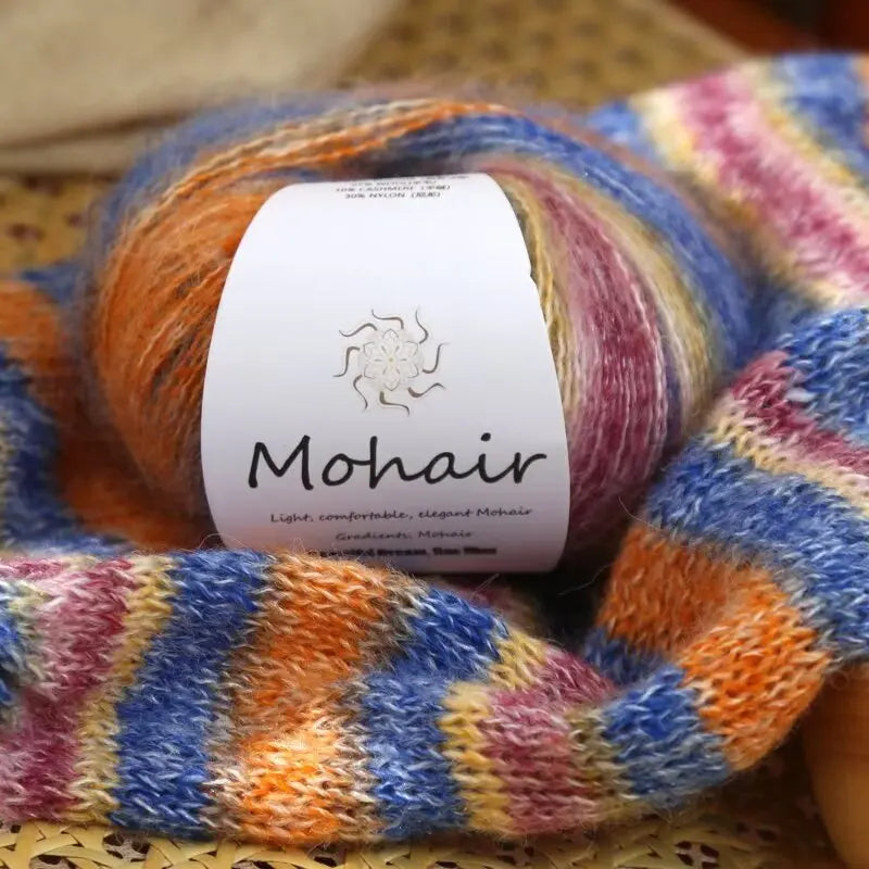 Silk gradual change mohair, hand DIY woven color wool super soft, plush bright silk wool ball