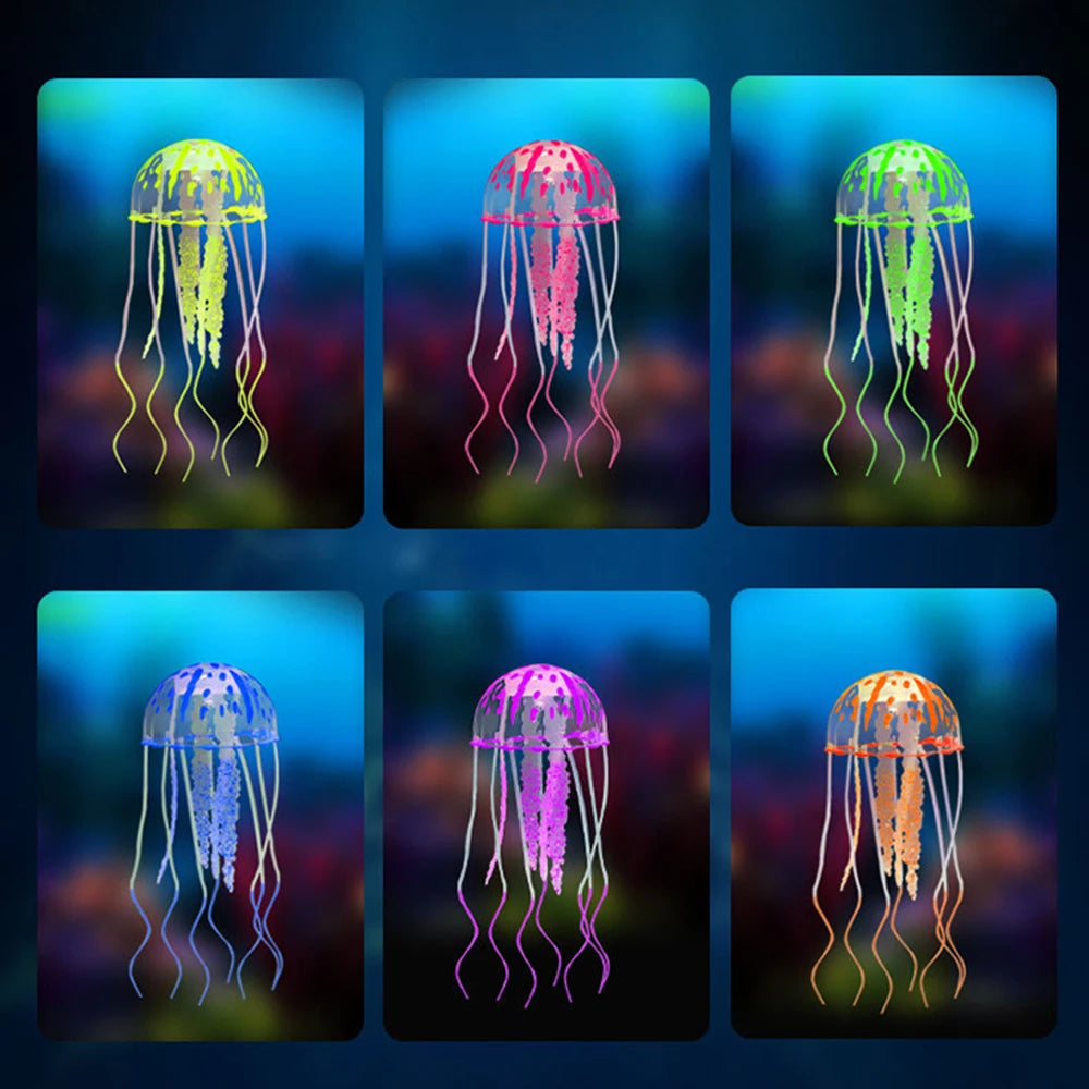 1PC Aquarium Decoration Silicone Transparent Fluorescent Jellyfish Coral Silicone Artificial Jellyfish
