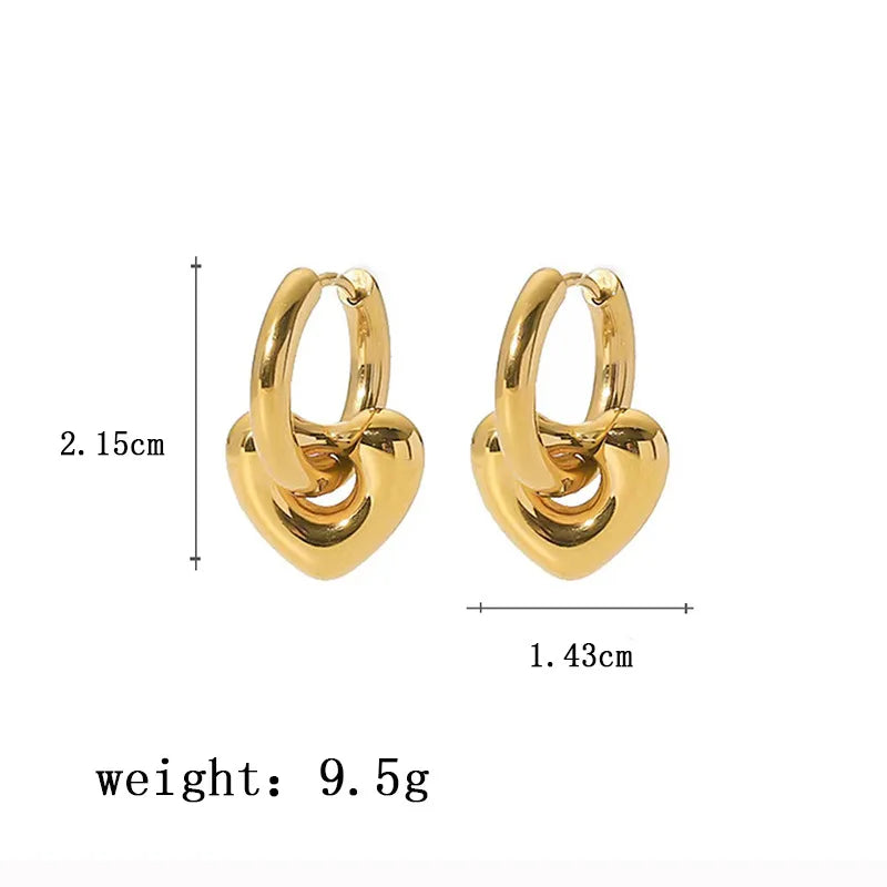 Heart-Shaped Stainless Steel Hoop Earrings